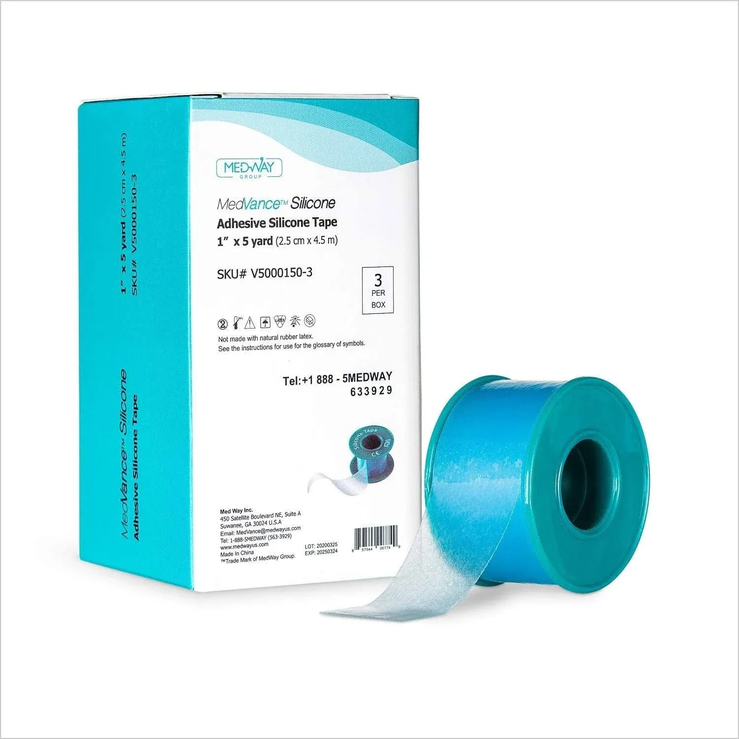 MedVance Silicone Tape , 1" Width,5 Yards,  3 Pack