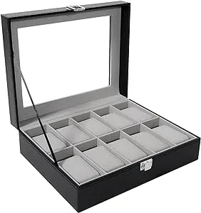 24 Slots Watch Box Pu Leather Watch Case Organizer Watch Display Case