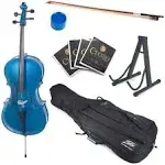 Cecilio Blue Student Cello with Stand, Extra Set Strings, Bow, Rosin, Bridge & Soft Case,Full Size 4/4 CCO