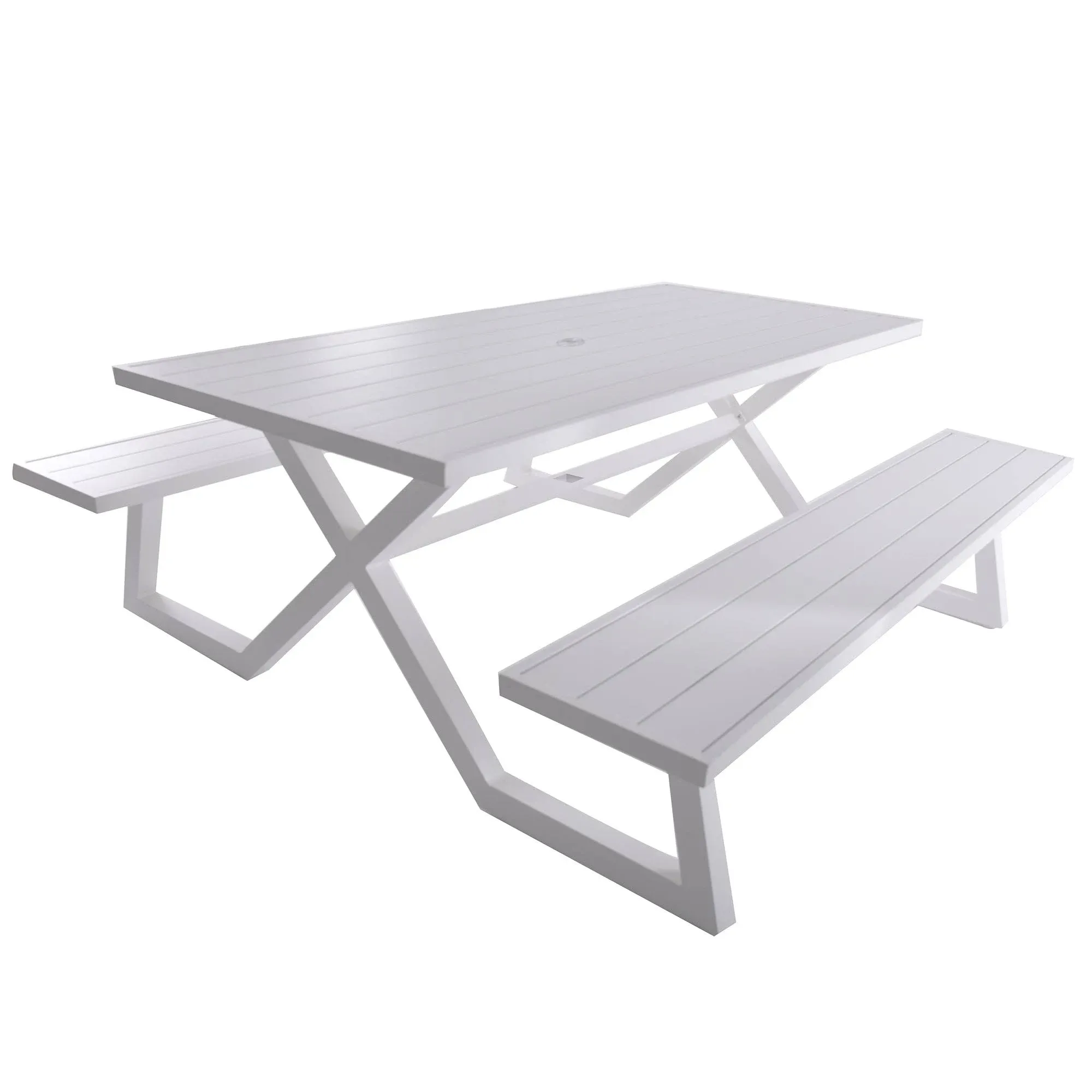 Vivere Ltd Banquet Deluxe 8-Seat Aluminum Picnic Table BDAT-WH