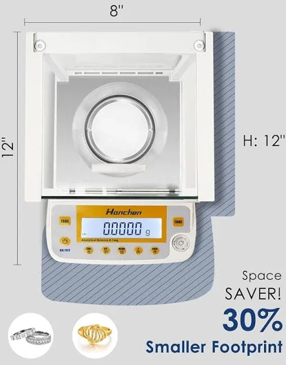 Hanchen Electronic Analytical Balance, 0.1mg 220g Precise Digital Scale for Lab Pharmacy Chemical Plant Jewelry Store 220g/0.0001g