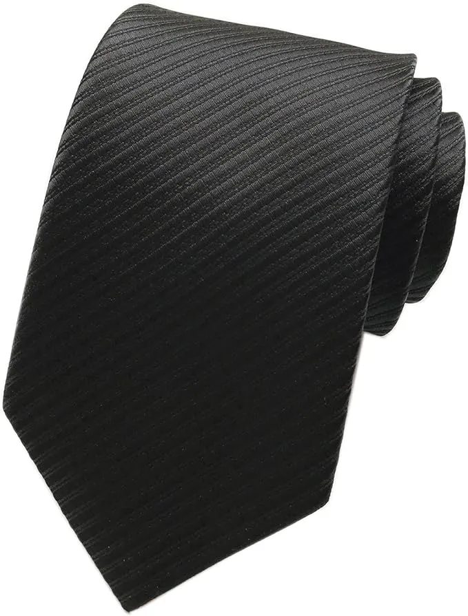 Elfeves Men&#039;s Solid Color Ties Fine Stripe Smooth Graduation Formal Suit Necktie