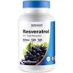 Nutricost Resveratrol 500mg; 120 Capsules - 50% Trans-Resveratrol