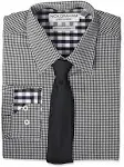 Men's Nick Graham Everywhere Modern-Fit Stretch Dress Shirt & Tie Set, Size: Small 34/35, Black