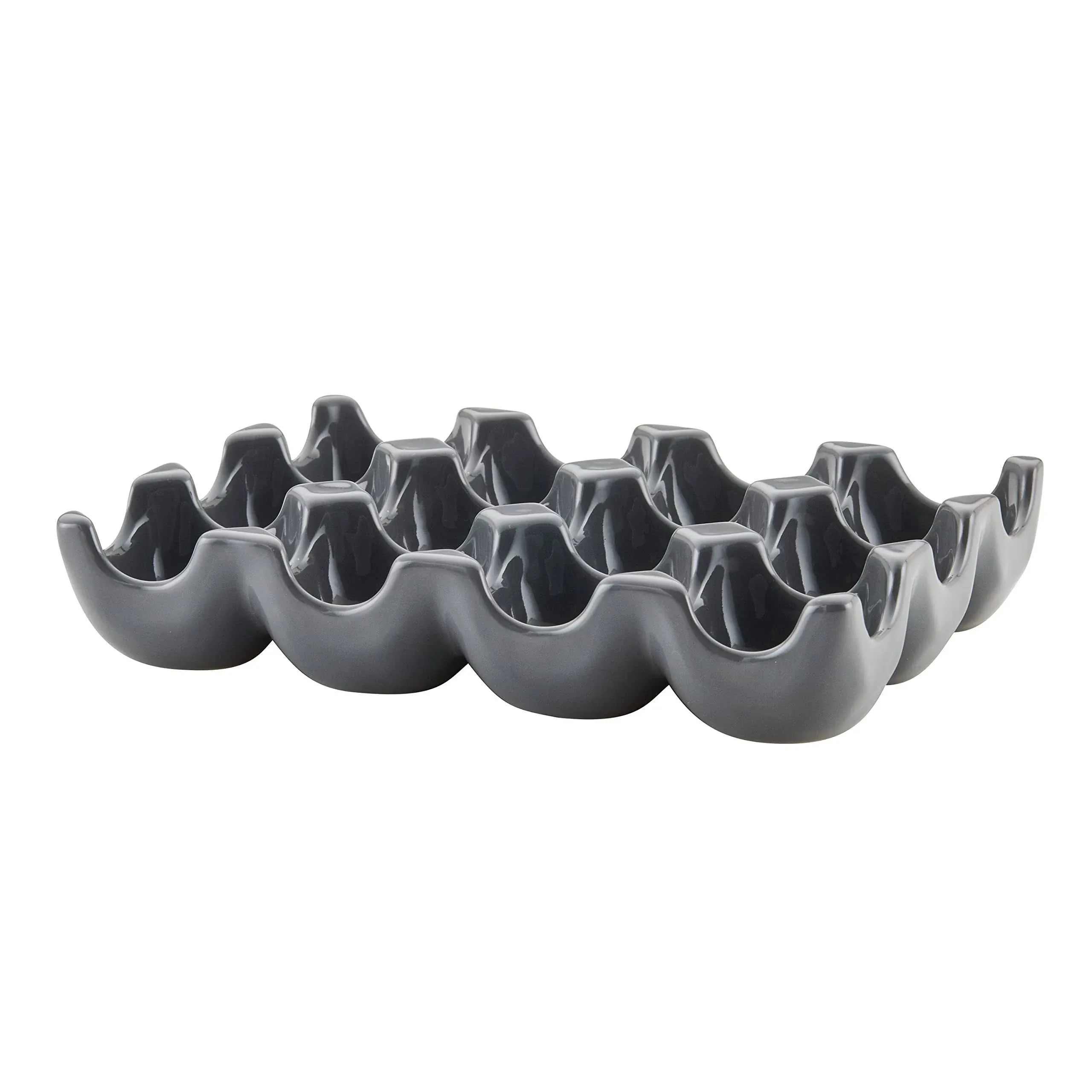 Rachael Ray Solid Glaze Ceramics Egg Tray 12-Cup - Gray