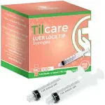 5ml Syringe Without Needle Luer Slip 100 Pack by Tilcare - Sterile Plastic Medicine Droppers for Children, Pets or Adults Latex-Free Oral Medication