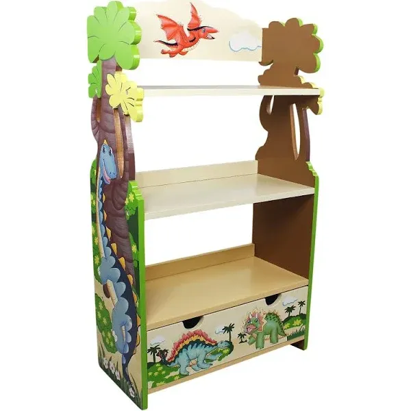 Teamson Kids Dinosaur Kingdom Bookcase With 3 Shelves and Drawer