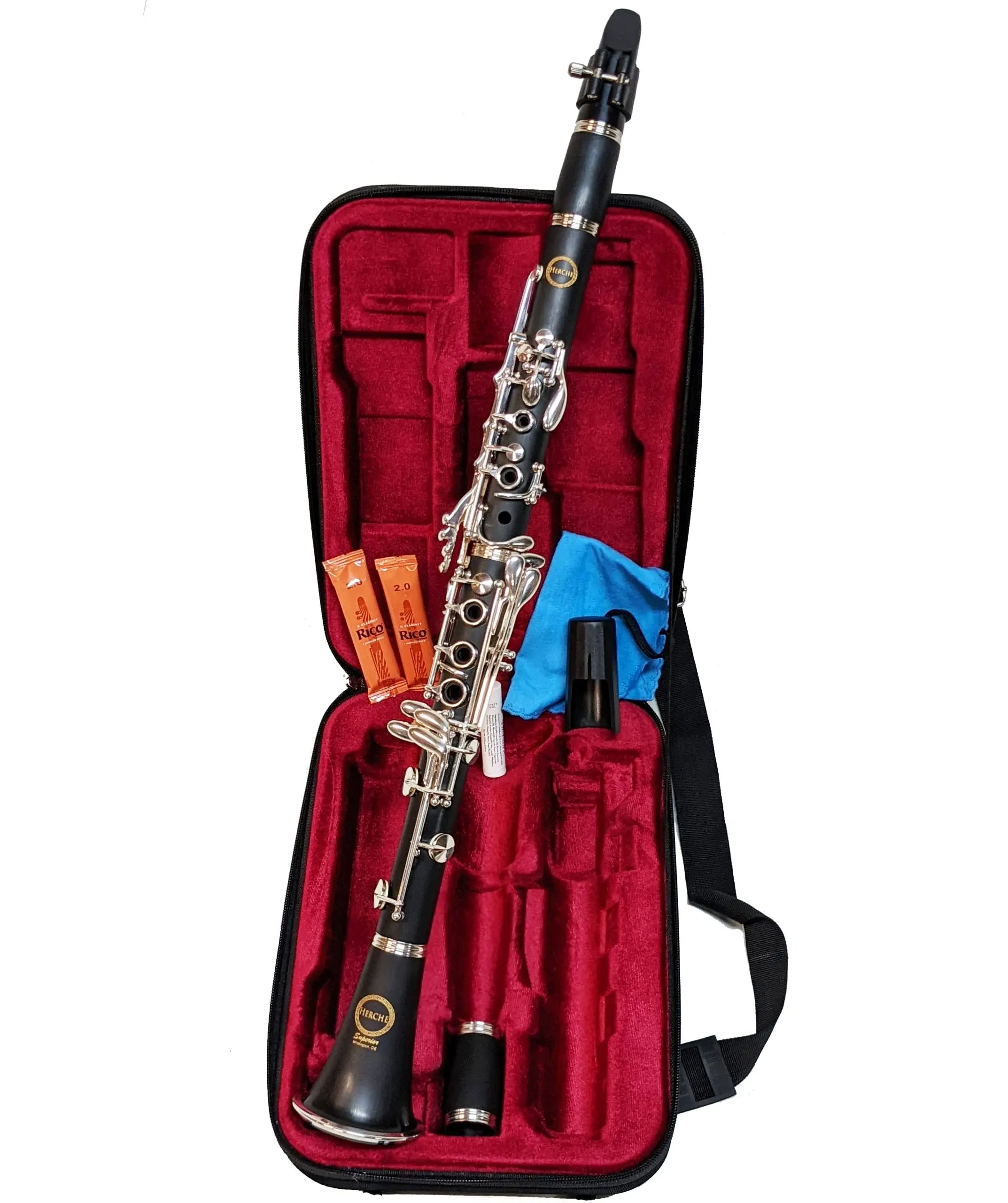 Clarinet Herche Superior Bb Clarinet X3 - Professional Grade Musical Instruments for All Levels - Service Plan - Educator Approved and Recommended