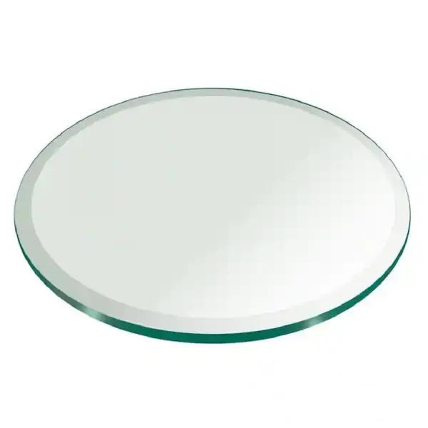 Fab Glass and Mirror 36 in. Clear Round Glass Table Top, 3/8 in. Thickness Tempered Beveled Edge Polished 36RT10THBETE