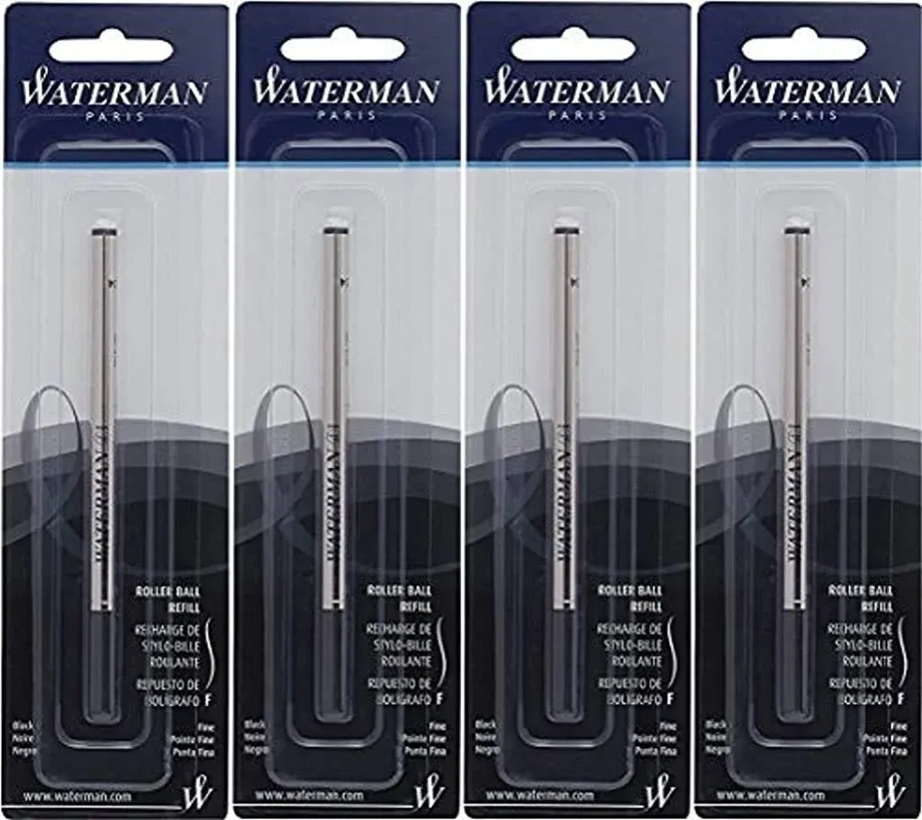 Waterman(R) Refill, Rollerball, Fine Point, 0.5 mm, Black (4-Pack)