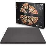 Navaris XL Pizza Stone for Baking Glazed Square Cordierite Pizza Stone Plate for BBQ Grill Oven