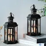 JHY Design 10inch High Decorative Candle Lantern, Black