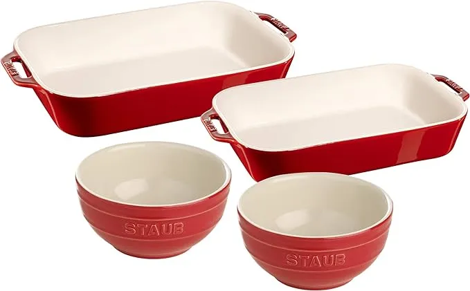 STAUB Ceramic 4-pc Baking Dish and Bowl Set - White