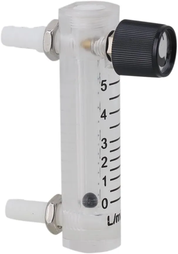 CNBTR Oxygen Flow Meter 0-5 LPM Acylic Flowmeter Gas Acrylic Metal Fitting for Oxygen Air Gas Conectrator