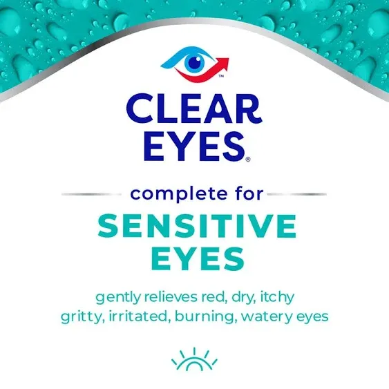 Clear Eyes, Sensitive Eyes, Eye Drops, 0.5 oz, 2 Pack