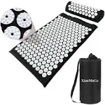 Acupressure Mat and Pillow Set with Bag - Large Size 28.7 X 16.5 inch Acupuncture Mat for Neck & Back Pain, Muscle Relaxation Stress Relief, Sciatica Pain Relief Pillow (Black)