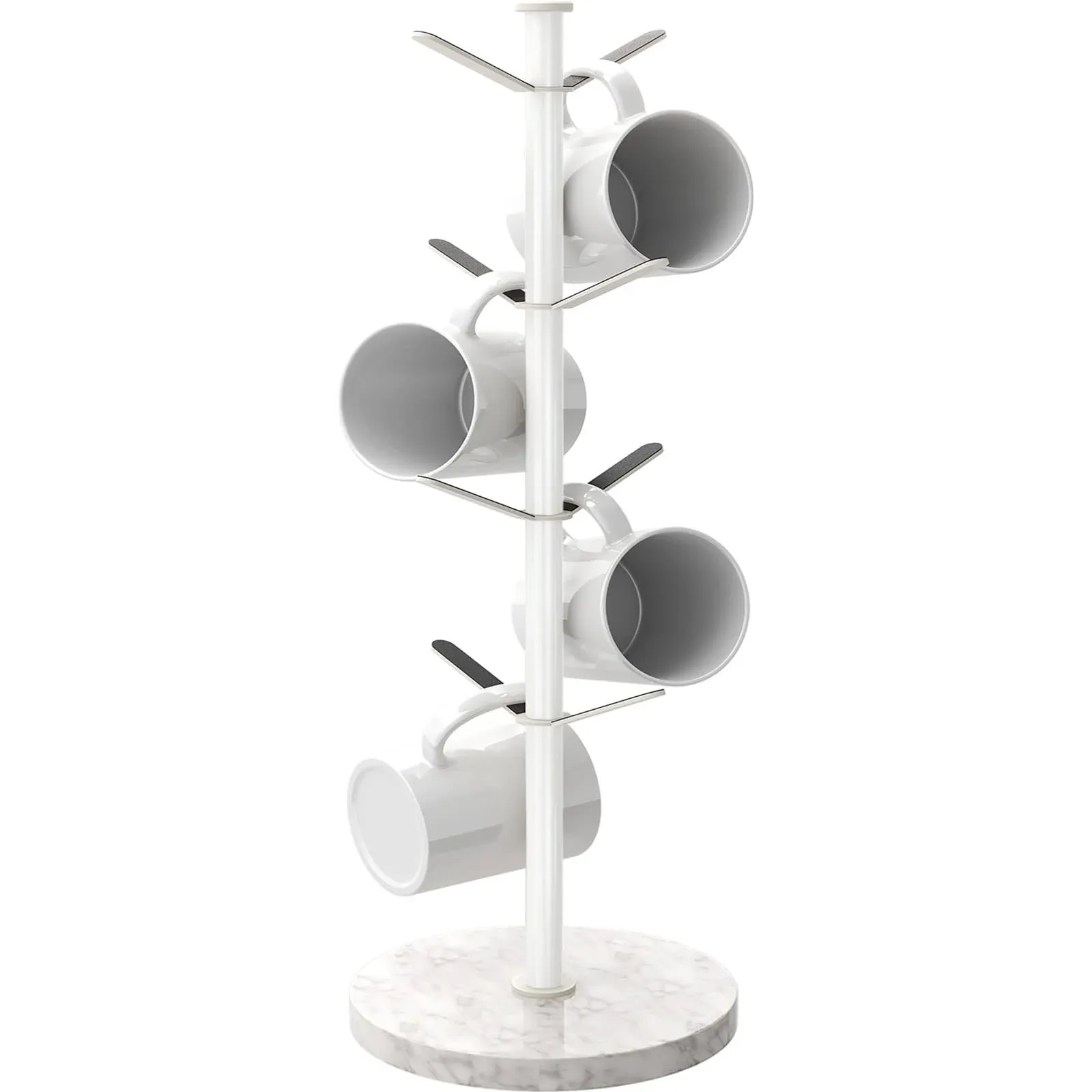 Mug Holder Tree with Marble Base, 8 Hooks White Coffee Cups Holder Stand, New...