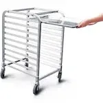 New Star Foodservice 36510 Commercial-Grade Aluminum 10-Tier Sheet Pan/Bun Pan Rack, 26" L x 20" W x 38" H with Brake Wheels