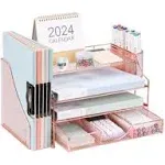 Desk Organizers and Accessories, 4-Tier Paper Tray Organizer with File Holder...