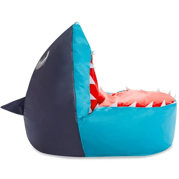 Posh Creations Stuffed Animal Chair for Kids, Toy Organizer, Cover Large 30" Children's Bean Bag, Blue Shark