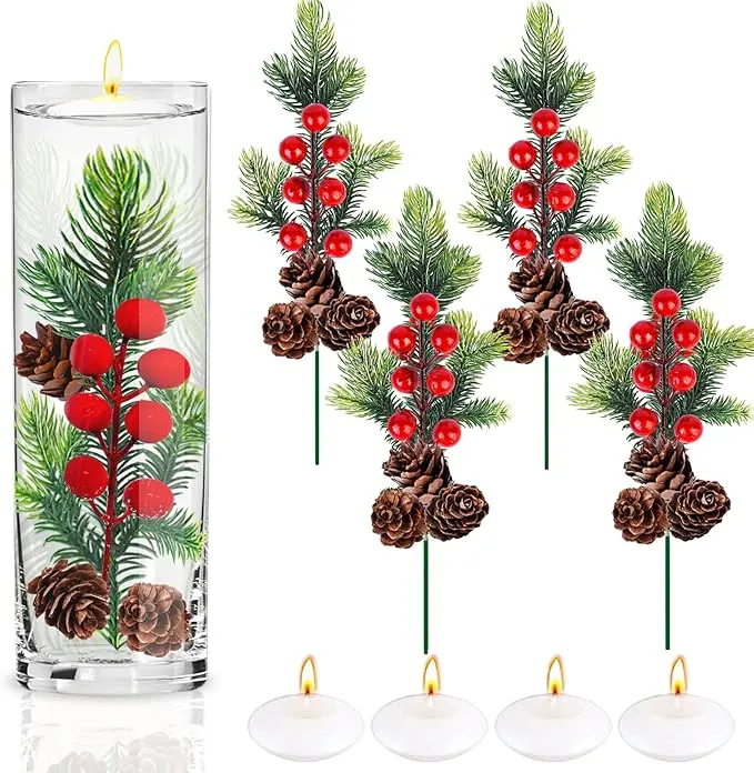 Christmas Floating Vase Filler - 4 Sets Christmas Vase Fillers Decorations wi...