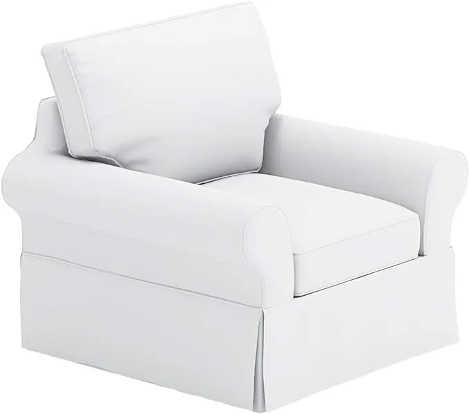 Heavy Cotton Chair Cover Is Sofa Slipcover Replacement. It Fits Pottery Barn PB Basic Chair (39.5" Wide, Not Grand Chair!) or Armchair (Basic White Cotton)