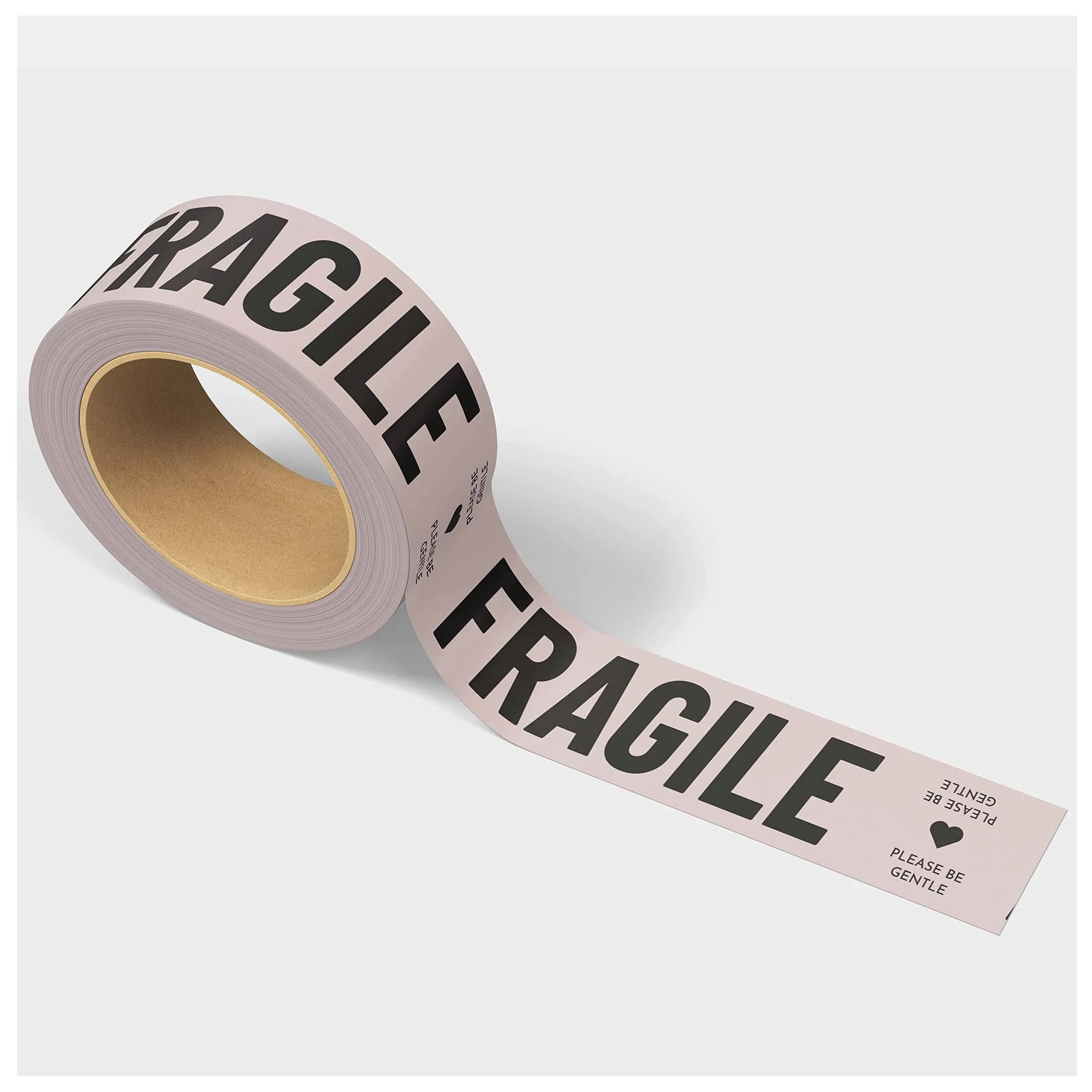 Fragile Packing Tape, Please Be Gentle, Cream Black Cute Designer Packaging and Shipping Tape for Small Business - Printed Tape for Moving, 1.88" x 110 Yards (330 feet)