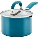 Rachael Ray Create Delicious Aluminum Nonstick Induction Saucepan Teal Shimmer