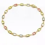 Private Label 18K Gold-Filled High-Polish Multi-Color Crystal Baguette Anklet - LB/ANK-10''