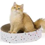 Cat Scratcher Cardboard,2 in 1 Oval Cat Scratch Pad Bowl Nest for Indoor Cats Grinding Claw,Round Cat Scratching Board Corrugated Lounge Cat Beds&Furniture Protector for Couch & Carpets & Sofas