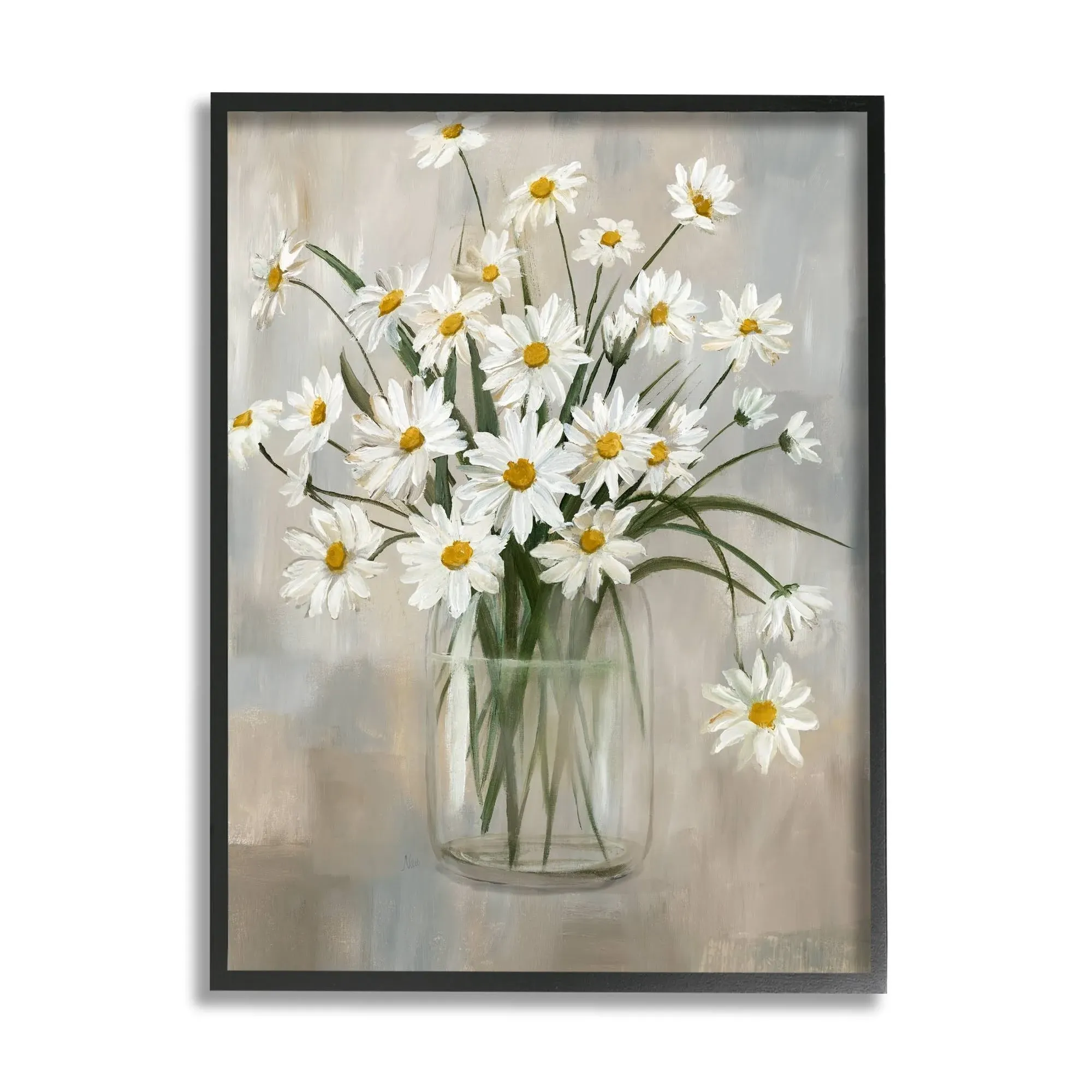 Stupell Industries Daisy Bloom Bouquet Potted Flowers Abstract Pattern Framed Giclee Art Design by Nan