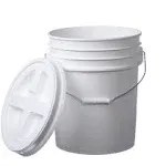 5 Gallon White Bucket & Gamma Seal Lid - Food Grade Plastic Pail & Gamma2 Screw Seal Tight Lid (White)