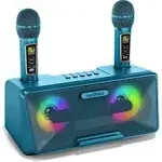 Masingo Karaoke Machine For Adults And Kids With 2 Wireless Microphones, Portable Bluetooth Singing Speaker, Colorful Led Lights, Pa System, Lyrics Di