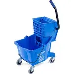 Carlisle Commercial Mop Bucket with Side-Press Wringer 26 Quart - Blue