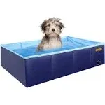 Kopeks Outdoor Portable Rectangular Dog Swimming Pool, Blue, Medium