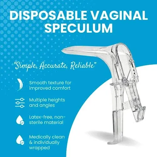 Krystal Medium Disposable Vaginal Speculum, Non-sterile, Latex-Free for gynecological Examination - 10/Box