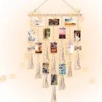 Frames &amp; Holders Collage Photo Board Light with 30 Clip, Macrame Wall Hanging