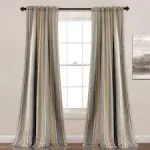 Lush Decor Julia Stripe Room Darkening Window Curtain Panel Pair, 108" Long x 52" Wide, Gray