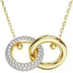 Jewellery | Dextera White Interlocking Loop Gold Tone Plated Necklace 5668820 | Swarovski