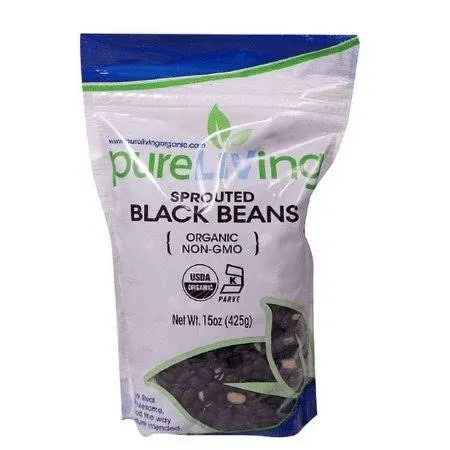 PureLiving - Organic Sprouted Black Beans 15 Oz - 2 Pack - Non GMO Kosher