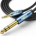 MillSO 6.35mm Male 1/4 to 3.5mm Male 1/8 TRS Stereo Audio Cable (8 ft), Headphone Adapter 1/8 to 1/4 Adapter for Guitar, Piano, Amplifiers, Home Theater Devices, or Mixing Console - 8 Feet