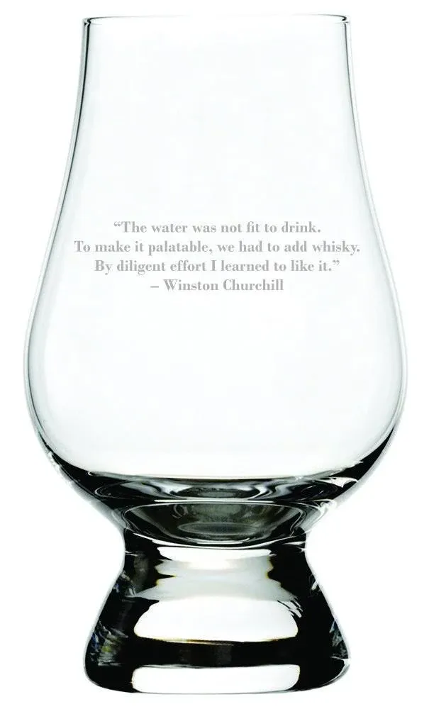 Tenesa Winston Churchill Quote Etched Glencairn Crystal Whisky Glass