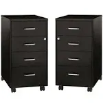 Home Square 2 Piece Mobile Metal Storage Cabinet Set with 4 Drawer in Black - Contemporary - Filing Cabinets - by Homesquare | Houzz