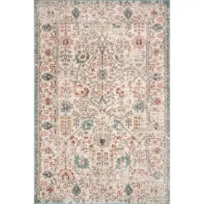 nuLOOM Lenore Vintage Floral 9 ft. x 12 ft. Beige Living Room/Bedroom/Dining Room Area Rug GRWS03A-9012