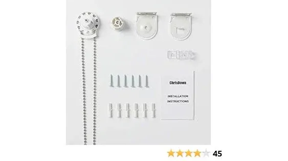 ChrisDowa Roller Blinds Replacement Parts Kit for 1-1/8 (28mm) Tube, with Metal Bracket, Child Safety Device and Metal Bead Chain