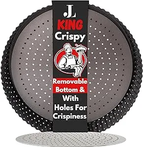 Jean Lemond: Introducing King Crispy's Deep Pie, Tart & Quiche Pan With Perforated Holes For Crispy Crusts. A Non-Stick, Removable Bottom, Dishwasher Safe, Pie Pan Baking Plate Dish. (9 inch x 2 Deep)