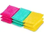 Smart Design Non Scratch Scrub Sponge with Bamboo Odorless Rayon Fiber - Set of 9 - Ultra Absorbent - Soft and Scrubber Side - Cleaning, Dishes, and Hard Stains - Vibrant - Yellow, Green, Pink