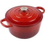 Dutch Oven Enameled Cast Iron Pot - Cocotte with Dual Handle and Cover Casser...