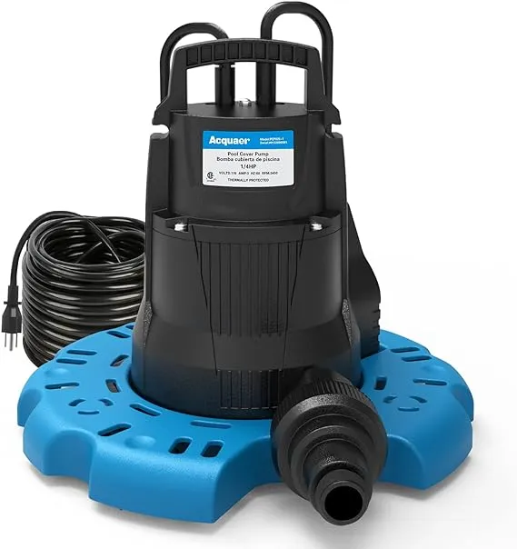 Acquaer 1/4 HP Automatic Swimming Pool Cover Pump, 115 V Submersible Pump wit...