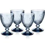 Villeroy &amp; Boch Boston Blue Crystal Water Goblets 5.5&#034; X 3.75&#034;D 14oz NEW IN BOX